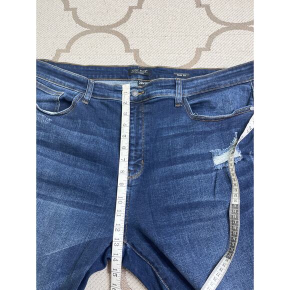 Judy Blue Slim Fit Distressed Mid Rise Blue Jeans, Size 24W, Jb82104dk-pl - Picture 7 of 12